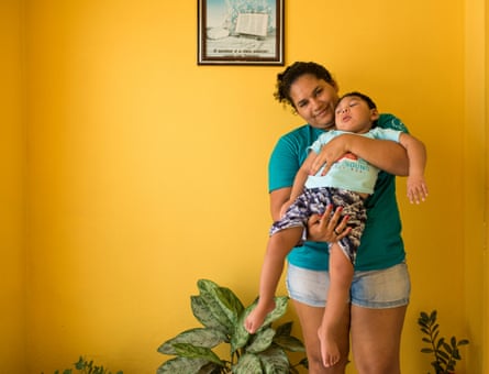 Jaqueline Vieira, 27, with her son Daniel