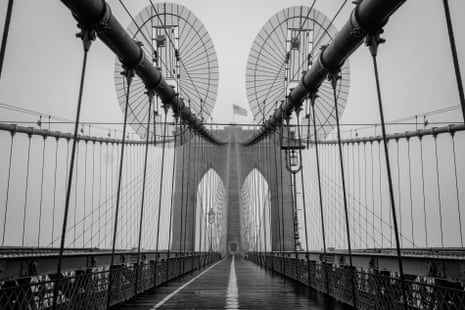 The Brooklyn Bridge deserted at 4pm in Brooklyn, New York on 29 March 2020.