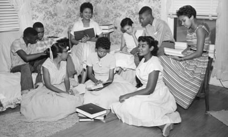The Little Rock Nine form a study group after being prevented from entering Little Rock’s Central High School.