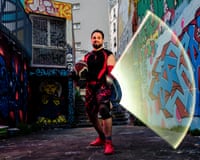 Light Saber ChampionSébastien Berard, Europe lightsaber champion photographed at the Plateaux Sauvages in Paris