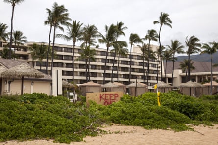 A ‘keep out’ sign at the Sheraton Maui in April.