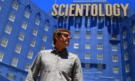 Louis Theroux at the Church of Scientology building.