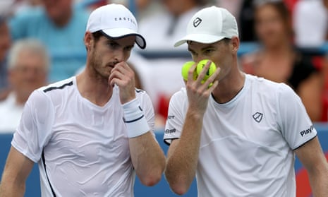 Andy Murray and his brother Jamie in doubles action this year.