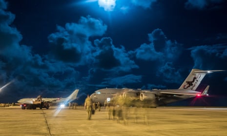 A joint taskforce of RAF, marines, army and navy personnel delivering aid to Caribbean islands affected by Hurricane Irma in August 2017.