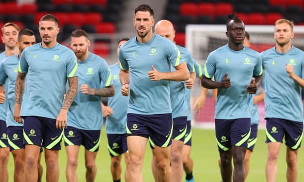 The Socceroos, seen training in Qatar, must beat Peru in a sudden-death playoff to reach a fifth consecutive World Cup.