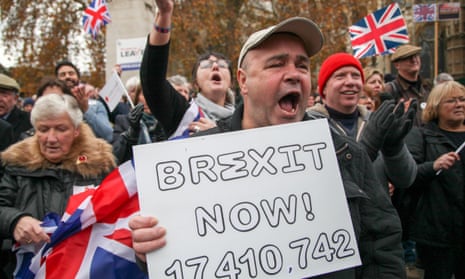 A pro-Brexit protest, in London, 2016.