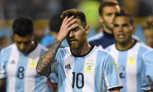 Argentina’s Lionel Messi at the end of the goalless World Cup qualifier against Peru in Buenos Aires.