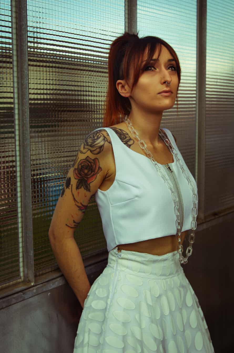 Morgane Yayaoui models a Du Fermoir-de-Monsac dress