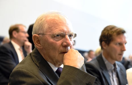 German Finance Minister Wolfgang Schaeuble waits for the start of a parliamentary group meeting of the Christian Democratic Union party (CDU) in Berlin on July 16, 2015 the day before German lawmakers vote in the Bundestag on entering into negotiations on the new aid package for Greece. AFP PHOTO / TOBIAS SCHWARZTOBIAS SCHWARZ/AFP/Getty Images