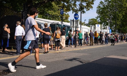 Queues at a walk-in testing centre in London, in September.