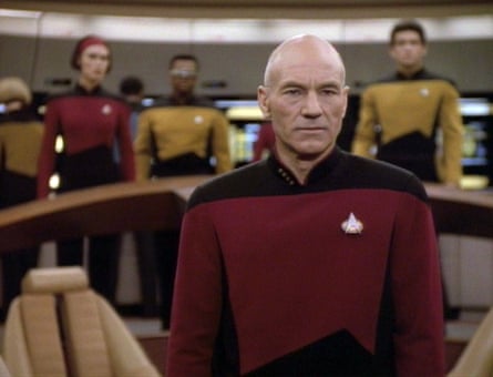 Patrick Stewart as Captain Jean-Luc Picard in an episode of Star Trek: The Next Generation from 1992.