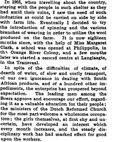 A good work in South Africa. The Manchester Guardian, 11 December, 1906