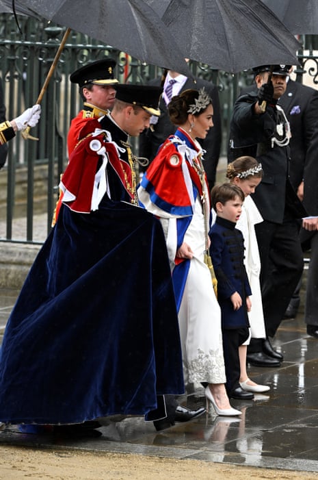 Britain's Prince William, Catherine, Princess of Wales, and their children Princess Charlottte and Prince Louis.