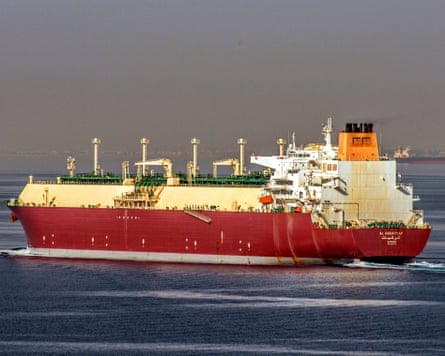 A liquid gas tanker ship