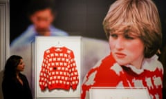 Diana, Princess of Wales’s black sheep jumper on display at Sotheby’s in London, before its sale in New York.