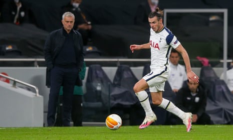 The Tottenham manager, José Mourinho, watches Gareth Bale in action against Lask in the Europa League.