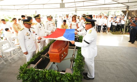 The burial of Marcos Sr at the heroes’ cemetery in Manila in 2016.