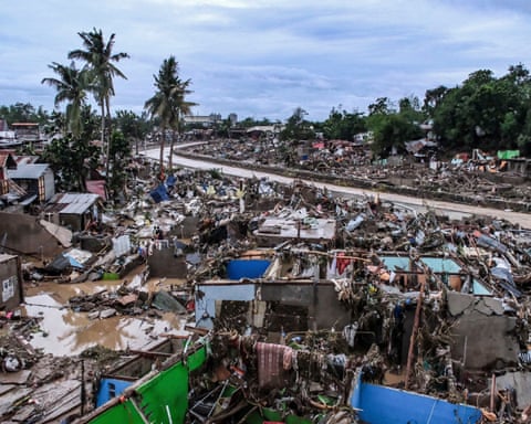 Damaged houses after the passage of typhoon Kalmaegi in Talisay City, Cebu province, Philippines