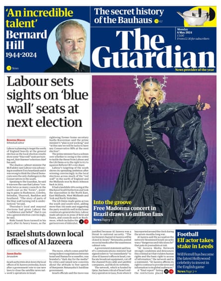 Guardian front page, Monday 6 May 2024