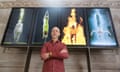 Used technology to address the same dilemmas we have faced since the stone age … Bill Viola standing in front of his video installation Martyrs (Earth, Air, Fire, Water) at St Paul's Cathedral in London.