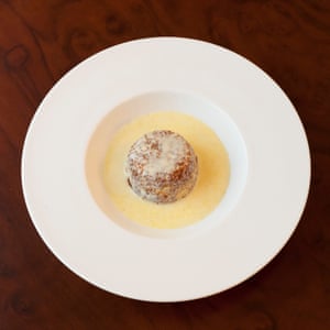 ‘Light on top, and sodden below’: Lyle’s Golden Syrup pudding and custard.