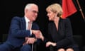 Foreign minister Julie Bishop and prime minister Malcolm Turnbull during the official launch of the 2017 foreign policy white paper at the Dfat in Canberra, 23 November 2017.
