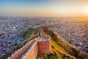 View of Jaipur from Nahargarh Fort at sunset