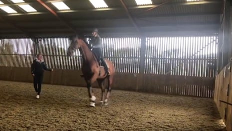 Charlotte Dujardin whips horse more than 20 times in video shared with the Guardian – video