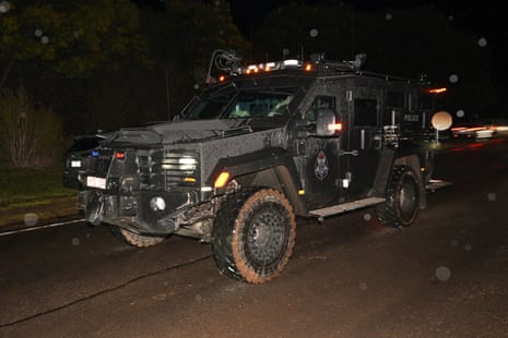 An armoured police vehicle