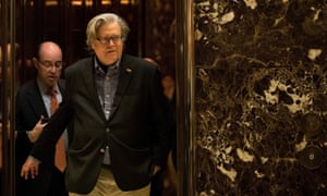 Steve Bannon exits an elevator in the lobby of Trump Tower on 11 November 2016 in New York City.