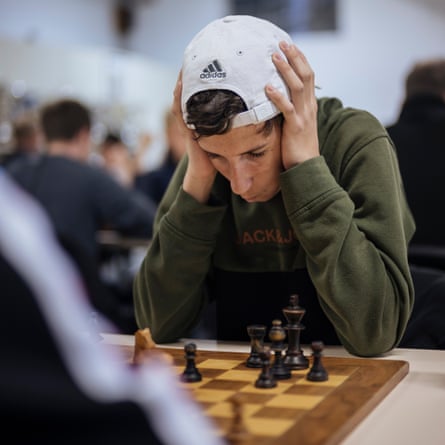 A boy contemplates his next move.