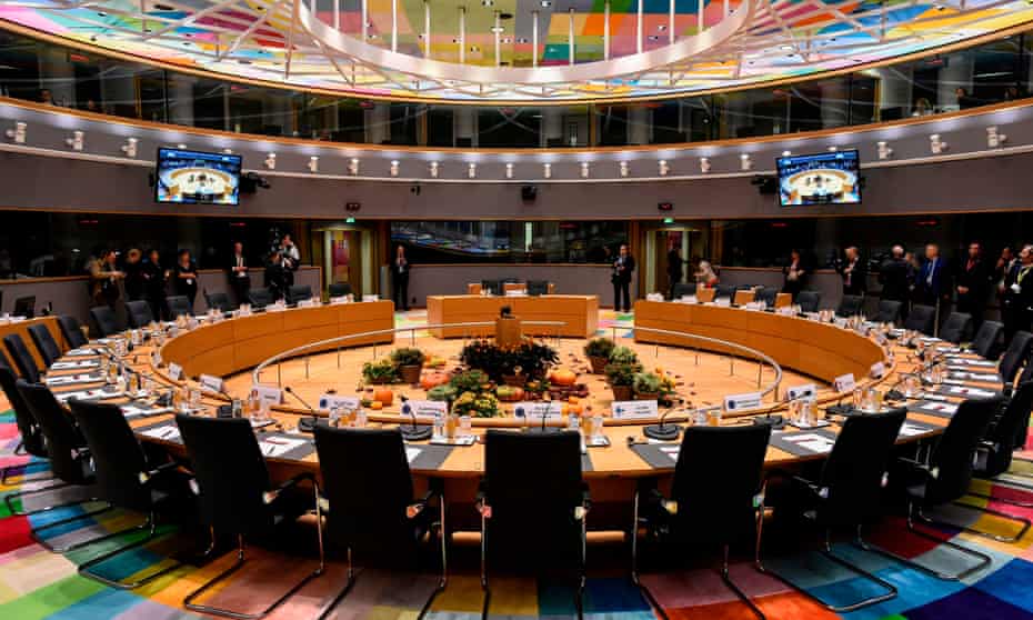 A European council meeting room during a summit last year.