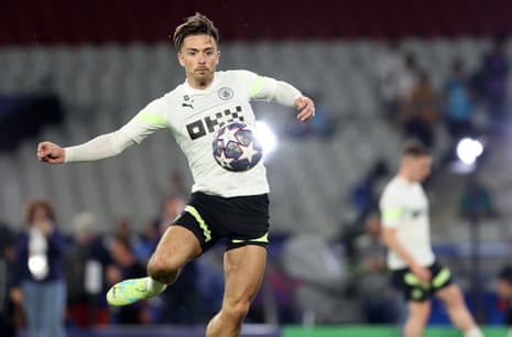 Jack Grealish training with his Manchester City team-mates at the Ataturk Stadium yesterday.