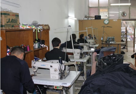 Syrians working in a textile workshop in Mersin