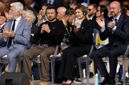 Petr Pavel, Volodymyr Zelenskiy, Olena Zelenska and Charles Michel