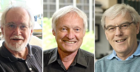 Jacques Dubochet, Joachim Frank and Richard Henderson, winners of this year’s Nobel prize in chemistry.