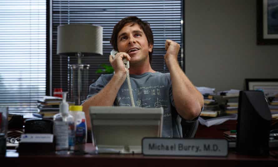 Christian Bale in the film adaptation of The Big Short, Lewis’s book about the financial crisis of 2008.