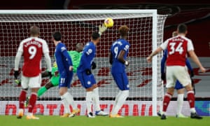 Chelsea keeper Edouard Mendy is beaten by Granit Xhaka’s free-kick for Arsenal’s second goal.