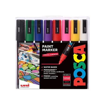 POSCA PC-5M Medium Tip Acrylic Paint Marker Pens, 8 Assorted Colours, For All Surfaces.