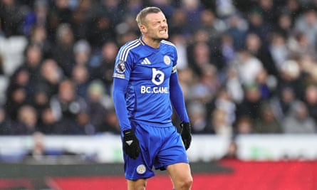 Jamie Vardy looks annoyed.