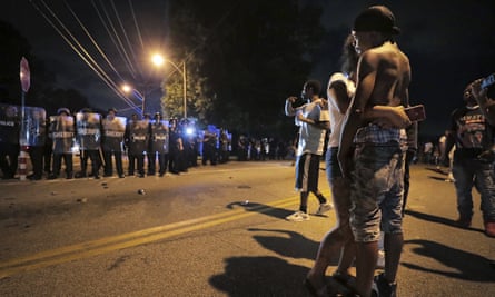 Sonny Webber joins a standoff as protesters take to the streets of the Frayser community in anger Wednesday.