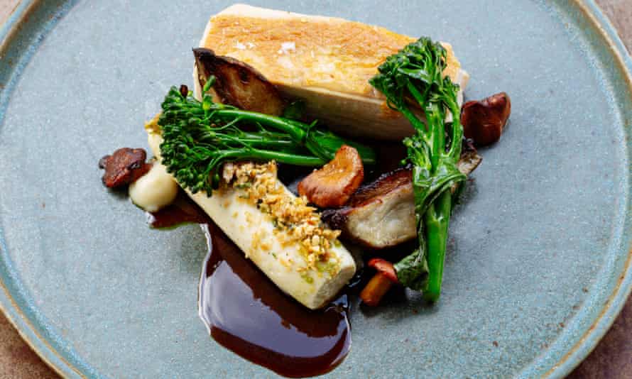 Chicken breast, artichoke, pommes puree, mushroom, hazelnut at The Beaumont, Hexham.