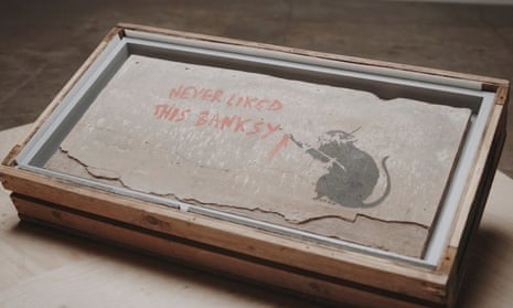 The artwork: a stencilled rat alongside the words: ‘I never liked this Banksy.’