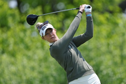 Nelly Korda drives off the tee