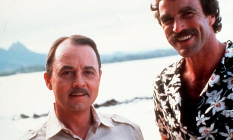 John Hillerman, left, with Tom Selleck in Magnum PI in 1980.