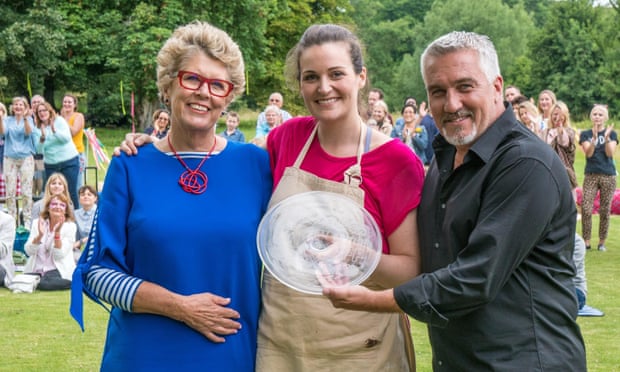 And the winner of Great British Bake Off 2017 is … Channel 4. Judges Prue Leith and Paul Hollywood with this year’s champ, Sophie Faldo.