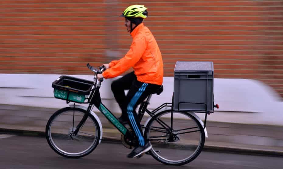 A Sainsbury's cycle courier