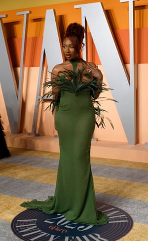 Megan Thee Stallion arrives at the Vanity Fair party