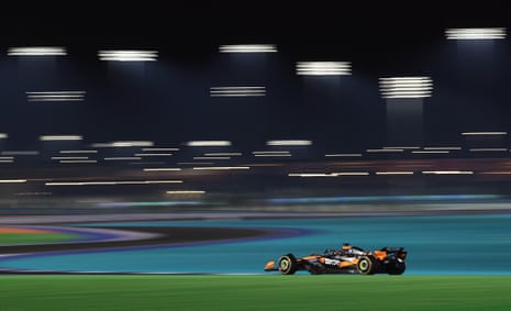 McLaren's Oscar Piastri prepares to enter a corner during the sprint race.