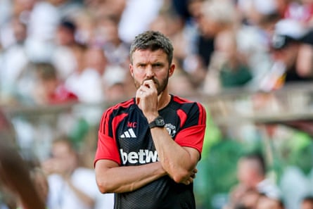 Manchester United’s manager, Michael Carrick, during the friendly with Milan in Wroclaw